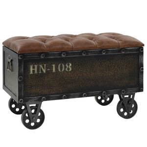 vidaXL Storage Bench 80.5x41x50 cm Solid Wood and Artificial Leather