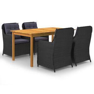 vidaXL 5 Piece Garden Dining Set Black