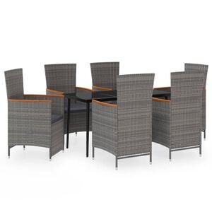 vidaXL Garden Dining Set | Grey and black with dark grey cushions