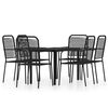 vidaXL 7 Piece Garden Dining Set Black