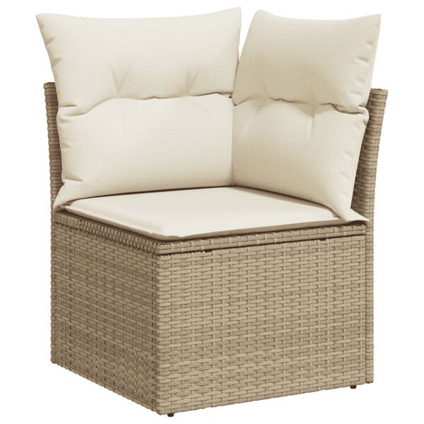 vidaXL 11 Piece Garden Sofa Set with Cushions Beige Poly Rattan
