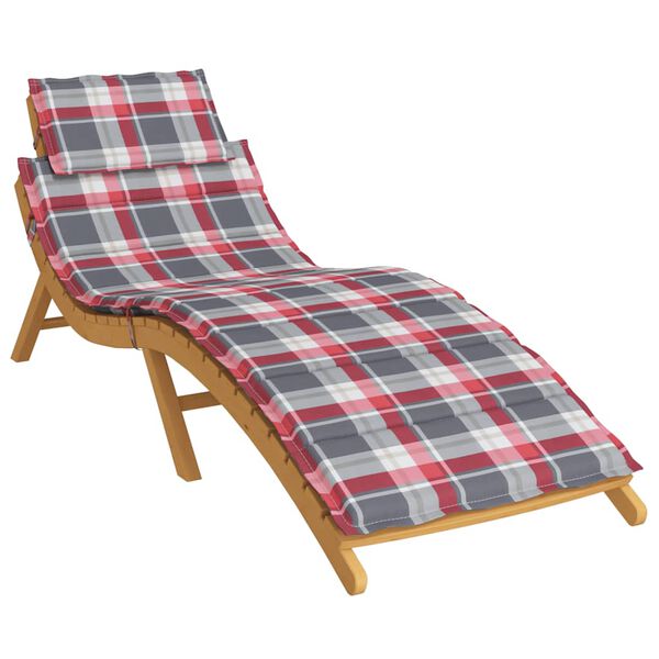 vidaXL Sun Lounger Cushion Red Check Pattern 186x58x4cm Oxford Fabric