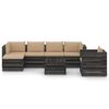 vidaXL 7 Piece Garden Lounge Set with Cushions Grey Impregnated Wood