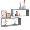 vidaXL Wall Cube Shelf 2 pcs Concrete Grey 60x15x23 cm Engineered Wood