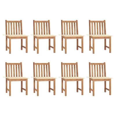 vidaXL Garden Chairs 8 pcs with Cushions Solid Teak Wood