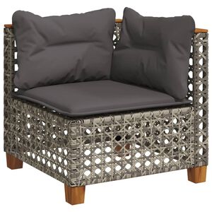vidaXL Garden Sofa Corner with Cushions Grey Poly Rattan