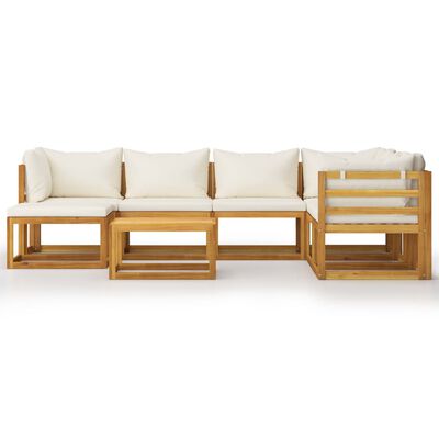 vidaXL 8 Piece Garden Lounge Set with Cushion Cream Solid Acacia Wood