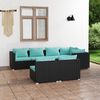 vidaXL 7 Piece Garden Lounge Set with Cushions Black Poly Rattan
