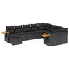 vidaXL 10 Piece Garden Sofa Set with Cushions Black Poly Rattan