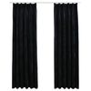 vidaXL Blackout Curtains 2 pcs with Hooks Velvet Black 140x225 cm