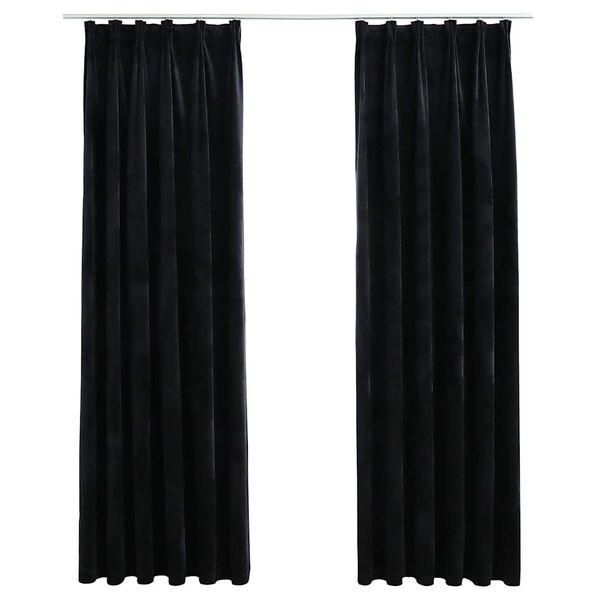 vidaXL Blackout Curtains 2 pcs with Hooks Velvet Black 140x225 cm