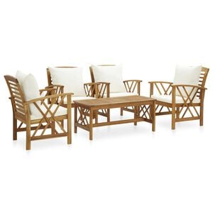 vidaXL 5 Piece Garden Lounge Set with Cushions Solid Acacia Wood