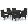 vidaXL 7 Piece Garden Dining Set with Cushions Poly Rattan Black