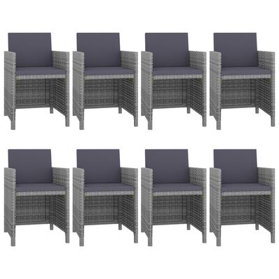 vidaXL 9 Piece Outdoor Dining Set with Cushions Poly Rattan Anthracite