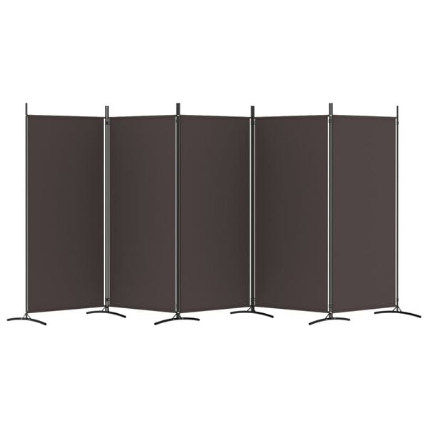 vidaXL 5-Panel Room Divider Brown 433x180 cm Fabric