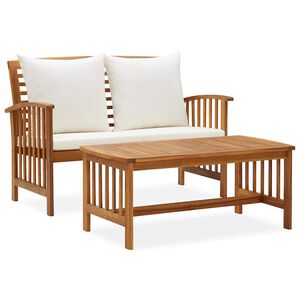 vidaXL 2 Piece Garden Lounge Set with Cushions Solid Acacia Wood