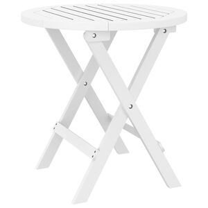 vidaXL Folding Garden Table White &Oslash; 46 cm Solid Wood Acacia