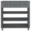 vidaXL Console Table HAMAR Dark Grey 90x35x90 cm Solid Wood Pine