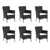vidaXL 7 Piece Garden Dining Set with Cushions Poly Rattan Black