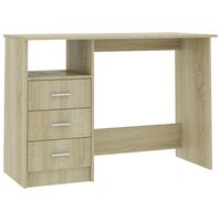 vidaXL Desk with Drawers Sonoma Oak 110x50x76 cm Engineered Wood