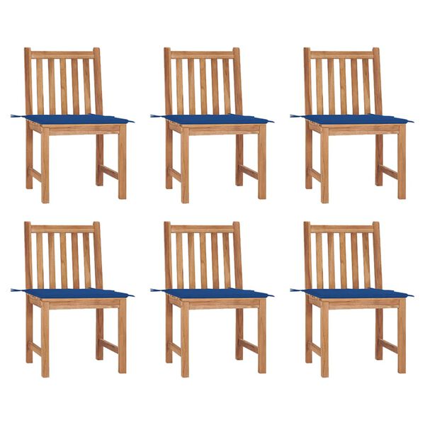 vidaXL Garden Chairs 6 pcs with Cushions Solid Teak Wood