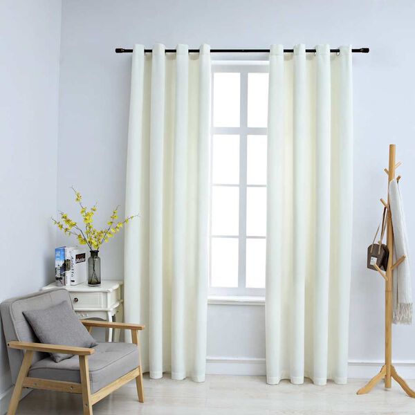 vidaXL Blackout Curtains with Rings 2 pcs Velvet Cream 140x245 cm