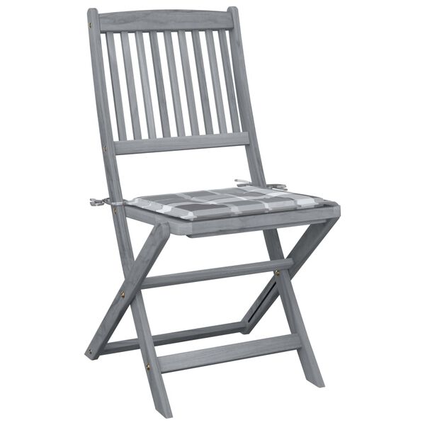 vidaXL Folding Outdoor Chairs 2 pcs with Cushions Solid Acacia Wood