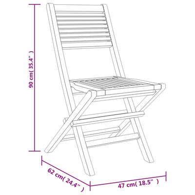 vidaXL Folding Garden Chairs 8 pcs 47x62x90 cm Solid Wood Teak