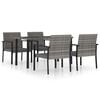 vidaXL 5 Piece Garden Dining Set Poly Rattan Grey