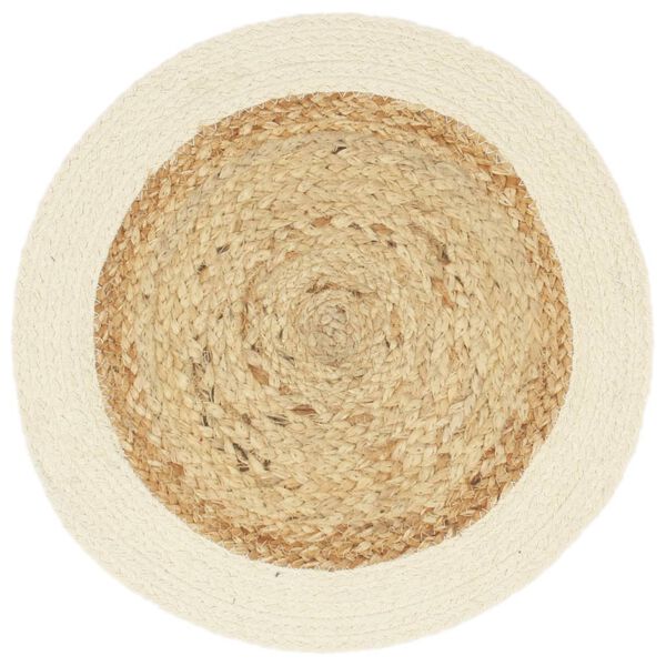vidaXL Placemats 6 pcs Plain Natural 38 cm Round Jute and Cotton