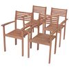 vidaXL Garden Chairs 4 pcs with Light Blue Cushions Solid Teak Wood
