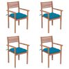 vidaXL Garden Chairs 4 pcs with Light Blue Cushions Solid Teak Wood