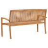 vidaXL 3-Seater Stacking Garden Bench 159 cm Solid Teak Wood