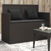 vidaXL Garden Bench with Cushions Black Poly Rattan