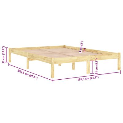 vidaXL Bed Frame without Mattress Solid Wood King Size