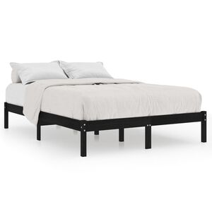 vidaXL Bed Frame | Black | Solid pinewood | 160x200 cm | Durable | Bed Frame