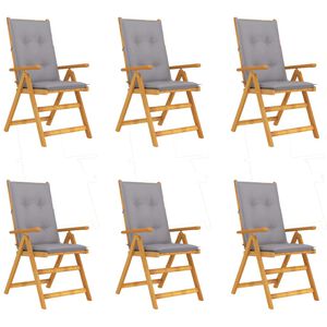 vidaXL Folding Garden Chairs 6 pcs with Cushions Solid Acacia Wood