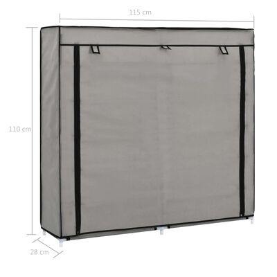 vidaXL Shoe Cabinet with Cover Grey 115x28x110 cm Fabric