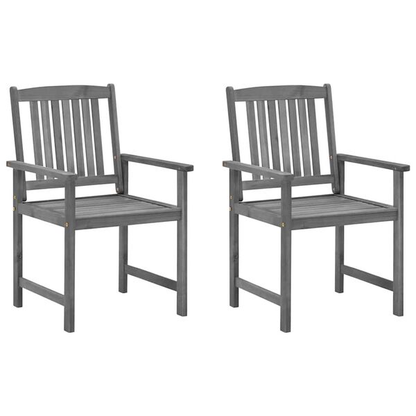 vidaXL Garden Chairs with Cushions 2 pcs Grey Solid Acacia Wood