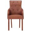 vidaXL Dining Chairs 6 pcs Brown Real Goat Leather