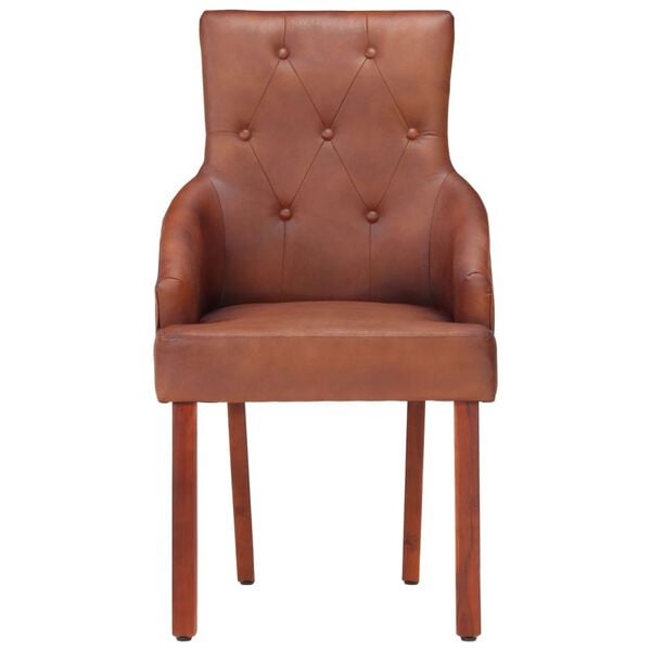 vidaXL Dining Chairs 6 pcs Brown Real Goat Leather
