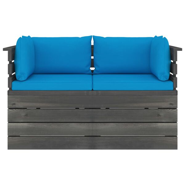 vidaXL Garden 2-Seater Pallet Sofa with Cushions Solid Pinewood