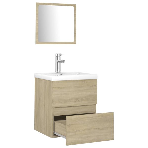 vidaXL Bathroom Furniture Set Sonoma Oak Engineered Wood