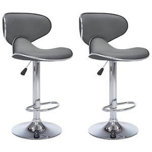 vidaXL Bar Stool | Set of 2 | Grey | Faux leather | Adjustable | Swivel
