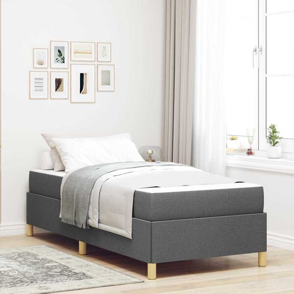 vidaXL Bed Frame with Mattress Dark Grey 90 x 200 cm Fabric