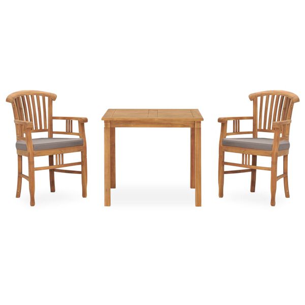 vidaXL 3 Piece Garden Dining Set with Cushions Solid Teak Wood