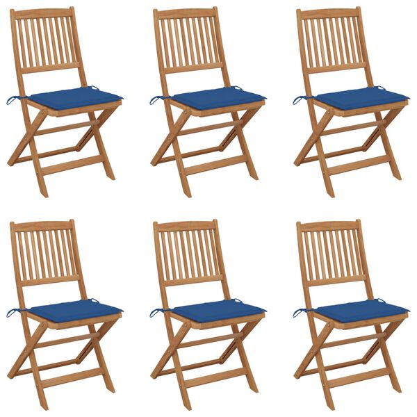 vidaXL Folding Garden Chairs 6 pcs with Cushions Solid Wood Acacia