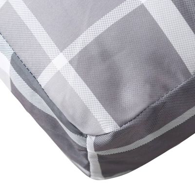 vidaXL Pallet Cushion Grey Check Pattern 120x40x12 cm Fabric