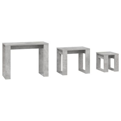 vidaXL Nesting Tables 3 pcs Concrete Grey Engineered Wood