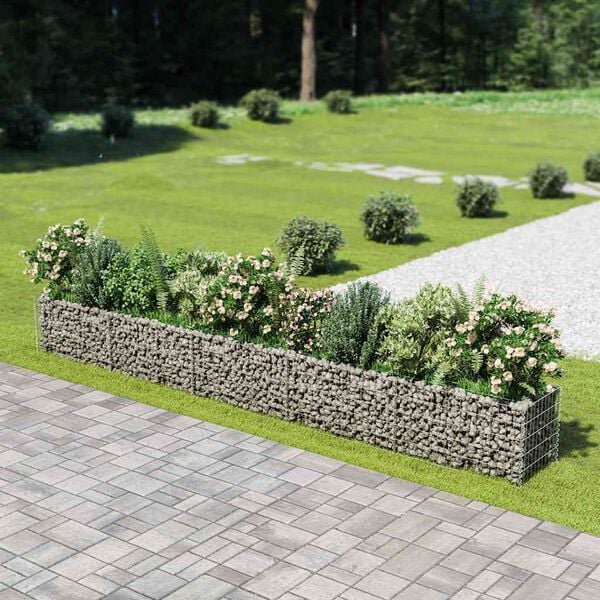 vidaXL Gabion Raised Bed Galvanised Steel 450x50x50 cm